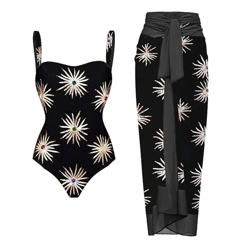 Maillot de bain une pièce à paillettes tournesol pour femme_voghion.com