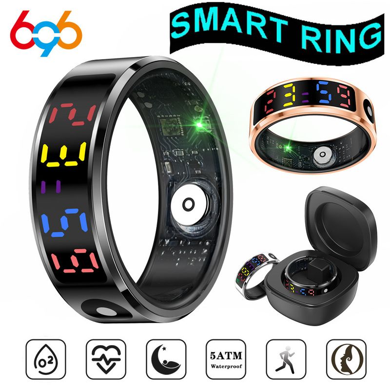 Neu eingetroffen: Der neue R12-teilige Smart-Ring mit Farbdisplay überwacht Schlaf, Herzfrequenz, Blutsauerstoff und Gesundheit via Bluetooth._voghion.com