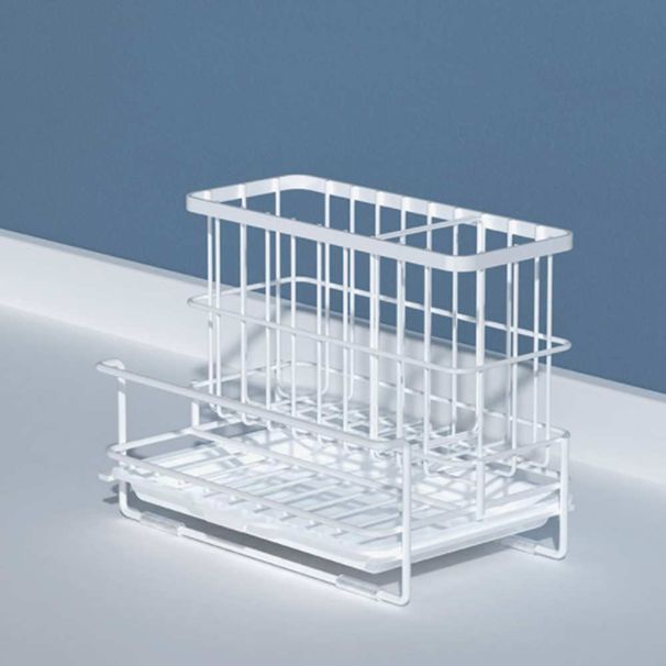 Multifunctional Storage Basket Sink Caddy Organizer Countertop Sponge Brush Soap Holder With Drain Pan For Kitchen_voghion.com