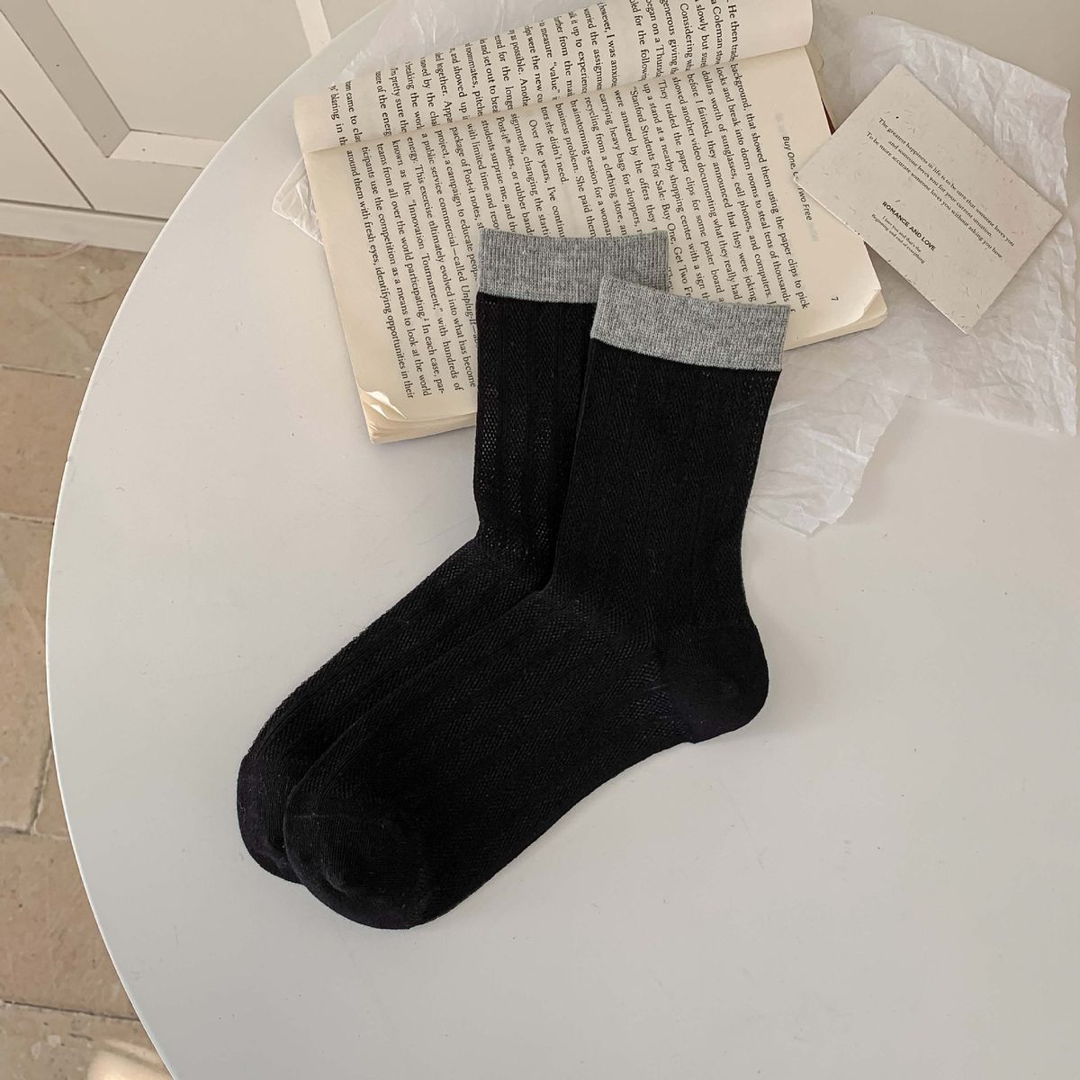 Calze estive per bambini, stile balletto, grigie, in maglia sottile, traspiranti, a metà polpaccio, piccole, bianche, fresche, con strati sovrapposti_voghion.com