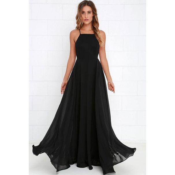 Sexy Halter Neck Backless Cross Strap Chiffon Kleed fir Fraen_voghion.com