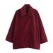 Wool Blend Cape Coat For Women - Stylish Short Lapel Jacket With Long Sleeves (Black, Khaki, Army Green, Wine Red, Gray)_voghion.com