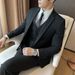 Men's Two-Button Slim Fit Suit Set – Business Formal & Wedding Blazer With Notch Lapel & Center Vent (Navy/Black/Gray, Optional Vest)_voghion.com