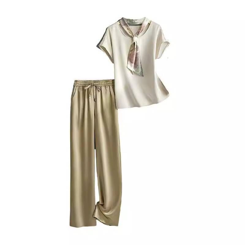 Women's Clothing Short sleeved tops high waist casual pants fashion suits 2024 summer new women's loose versatile commuting two piece suits_voghion.com