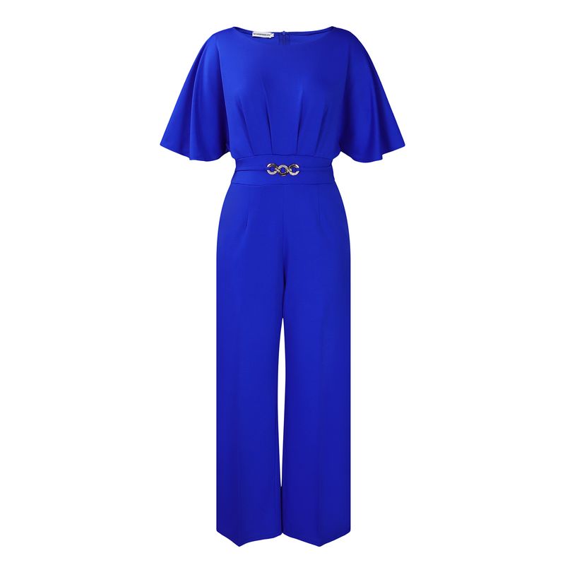 Women's Clothing women's summer fashion round neck solid color high waist large size wide leg jumpsuit_voghion.com