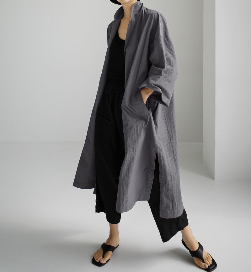 Nuovo abito-camicia coreano chic 2025 sopra il ginocchio, lungo, spaccato, in cotone e lino, antivento, per donna_voghion.com