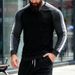 Heavyweight Color Block Sweatshirt For Men – Autumn/Winter Thermal Base Layer, Commuter & Outdoor Casual Pullover_voghion.com