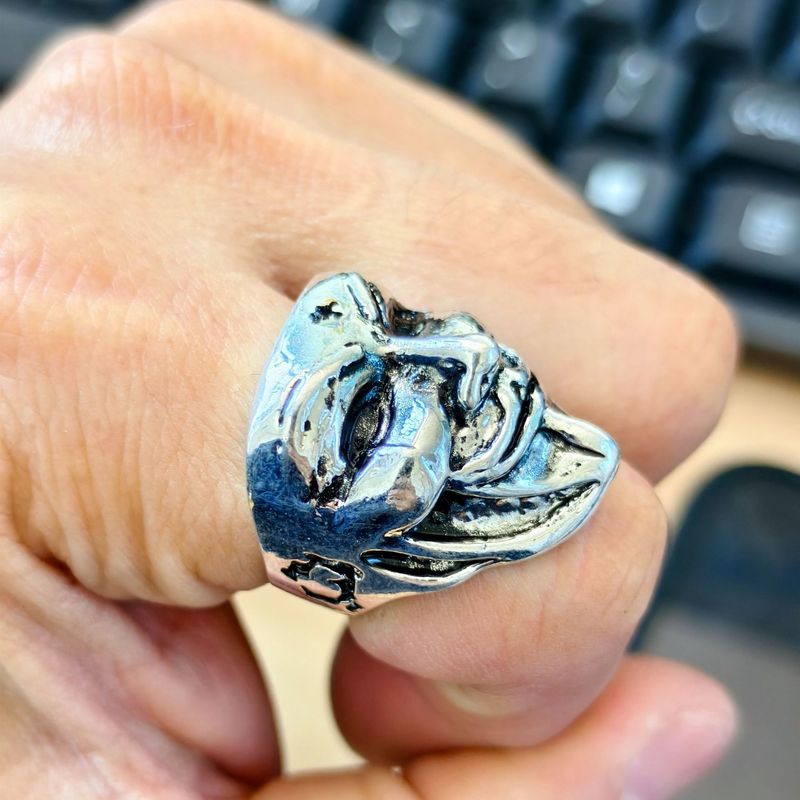 Anello bicolore vintage da uomo placcato argento_voghion.com