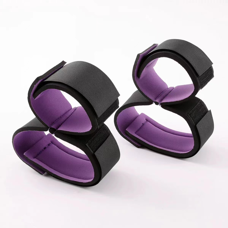 Hand- und Fußfesseln für Erwachsene, Hand- und Fußfesseln aus schwarzem und violettem Tauchmaterial, offener Gürtel, sexy SM-Produkte für Frauen_voghion.com