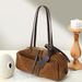 Small Niche Frosted Cowhide Bowling Bag For Commuting, Large Capacity Boston Leather Hand-held Shoulder Bag For Women_voghion.com