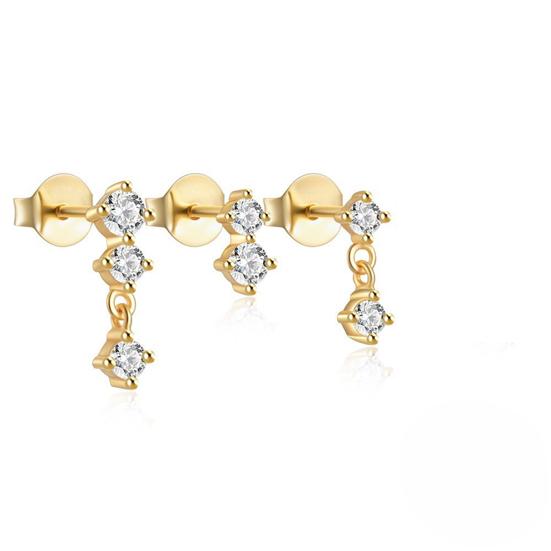 Diamond studded simple daily matching earrings for women popular temperament and versatile three piece earrings_voghion.com
