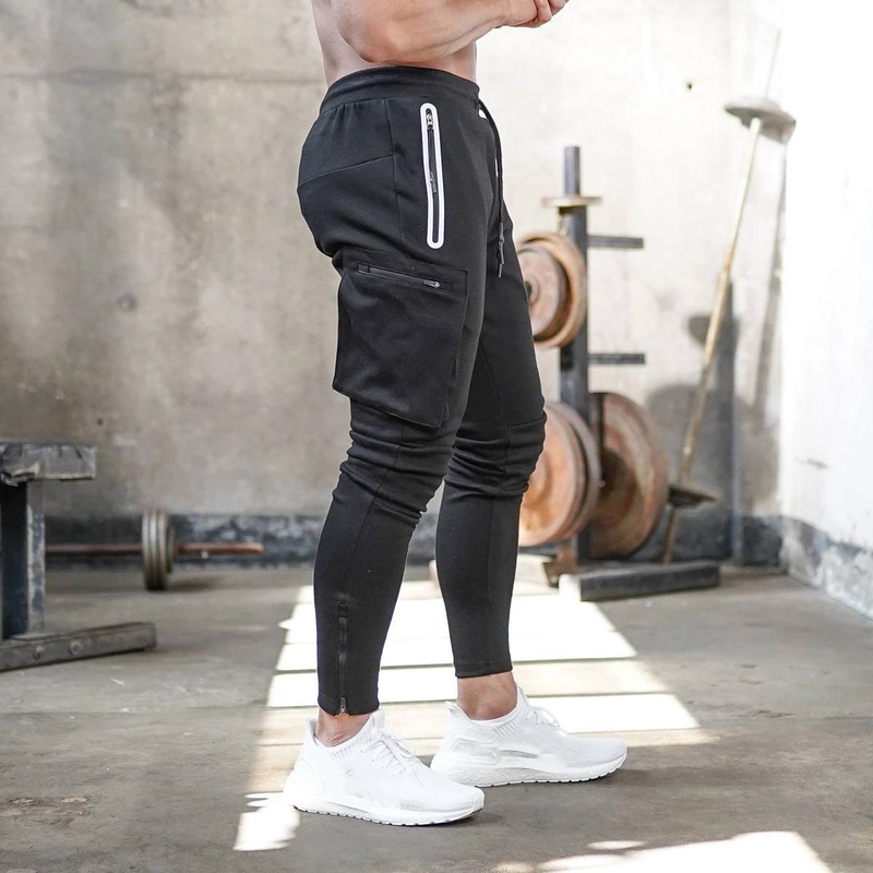 Moška oblačila, kombinezoni, na prostem, večnamenski šport, fitnes, tek, trening, hlače z več žepi_voghion.com