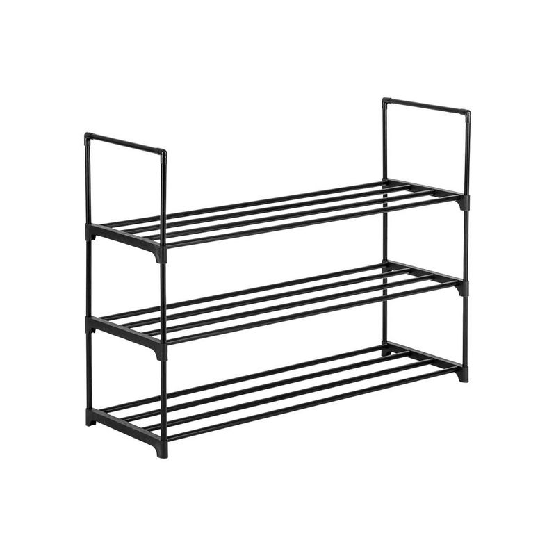 Schuhregal mit 13 Rohren und 4 Ebenen – Platzsparendes, stapelbares Design, für 15 Paar (90 x 30 x 65 cm, Schwarz) – Ideal für Eingangsbereich, Kleiderschrank und Wohnheim_voghion.com