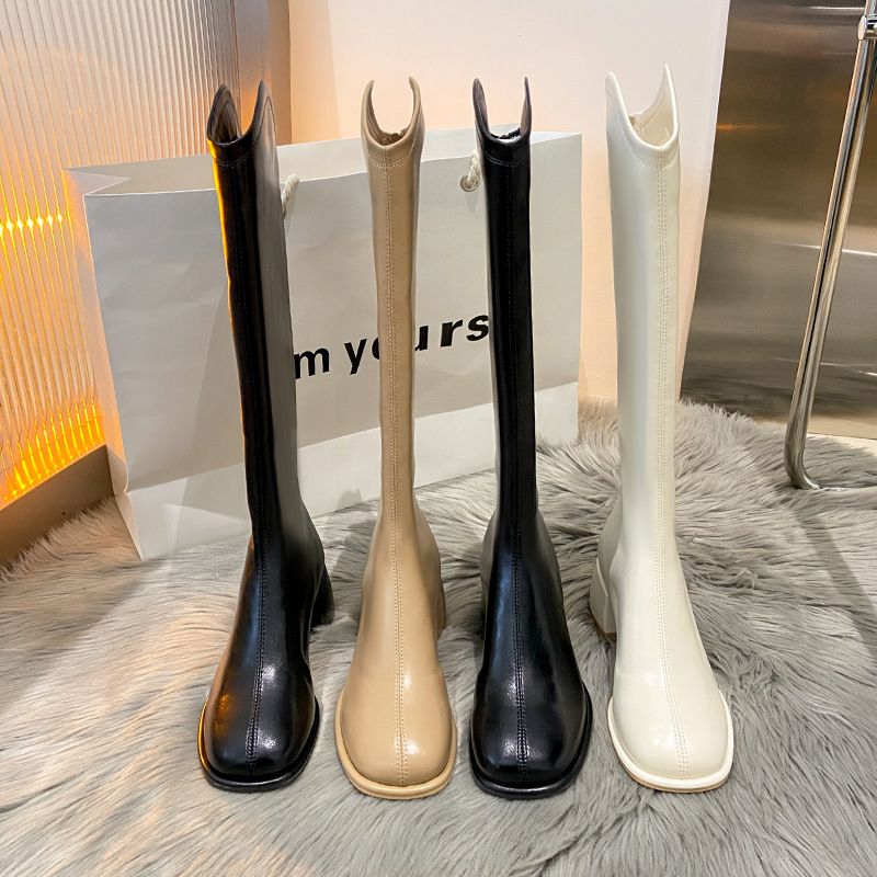 The Pure Autumn New Style Of Square-toed, Thick-heeled, High-heeled, Fashionable And Versatile Skinny High Boots_voghion.com