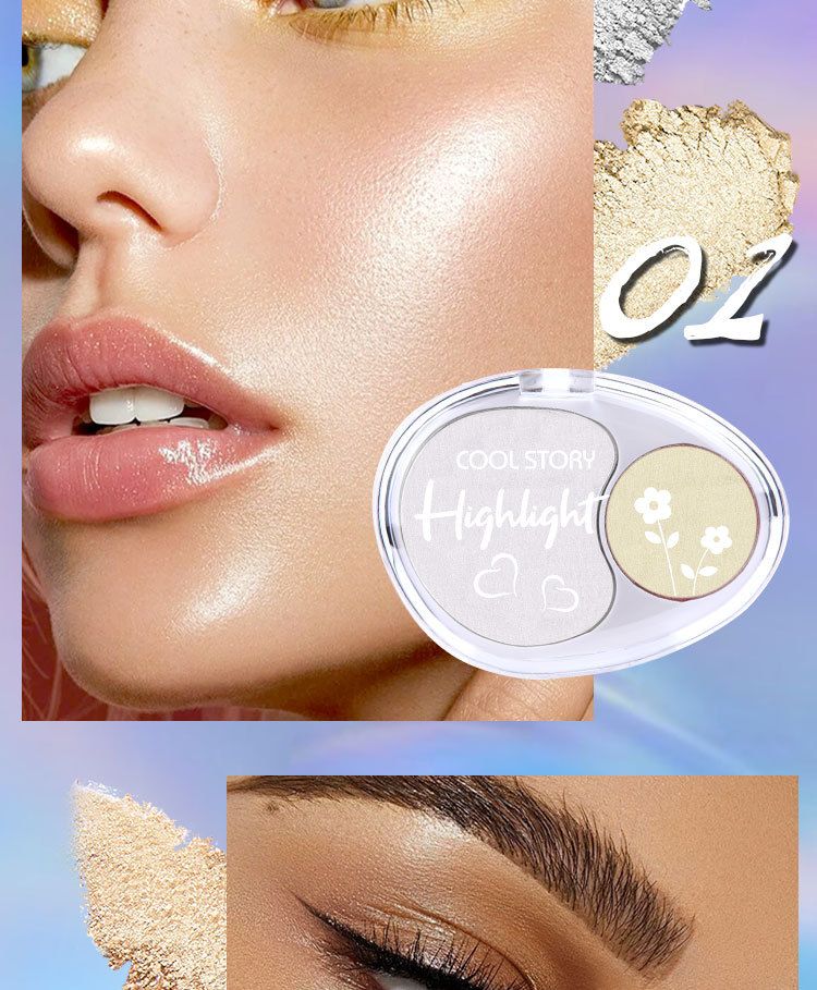 Mashed Potato High-gloss Powder Compact, Sparkling Eyeshadow, Body, Face And Eye Contouring, Brightening And Three-dimensional_voghion.com