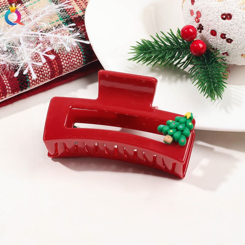 Christmas gift Christmas cartoon bobby pin hairpin grab shark clip hair accessory on the back of a woman's head_voghion.com