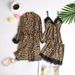 Simulation Silk Black Leopard Print Loungewear Pajama Set Fashionable Lace Lace Pajama Set_voghion.com