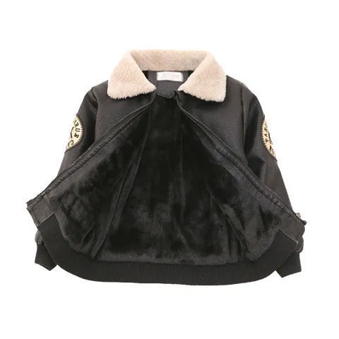 Kids Clothing Children's Plush Leather Jacket Seasons Tops Spring Autumn Winter Boys Fashion Casual Jacket_voghion.com