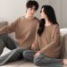 2024 neue Koreanische version einfache reine baumwolle paar pyjamas frauen in frühling und herbst, langarm hosen für männer,_voghion.com