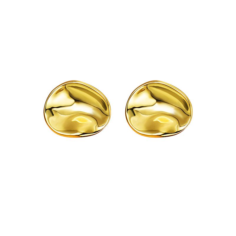 Boucles d'oreilles rondes polies lourdes au design de niche français pour femmes, boucles d'oreilles de style froid, tendance, version coréenne minimaliste_voghion.com