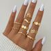 Vintage Ethno Boho Damen Stapelring Set Modisch Vielseitig Schmetterling Liebesring Set Personalisierter Geometrisch Stapelring Mehrteiliges Set_voghion.com