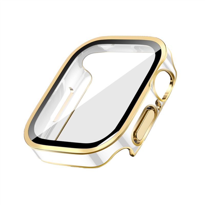 Glass+Case For Apple Watch 7 8 45mm 41mm 49mm 44mm 40mm straight edge Screen Protector Cover Case iWatch 4 5 SE 6 7 8 Ultra 49mm_voghion.com