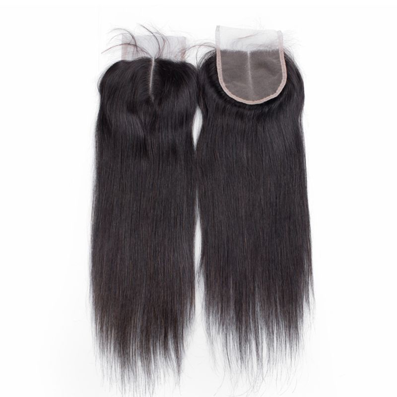 Braziliaans maagdelijk recht menselijk haar 4*4 Zwitserse kant topsluiting 150% dichtheidshaar_voghion.com