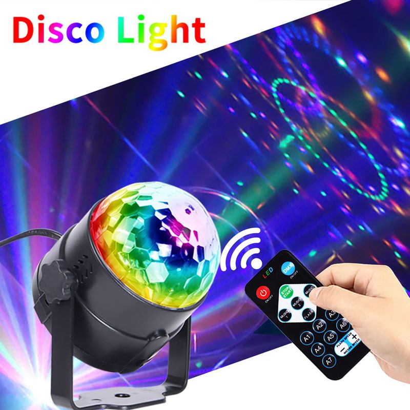 Sound Activated Rotating Disco Ball DJ Party Lights 3W 3 LED RGB LED Stage Light For Christmas Wedding Sound Party Lights_voghion.com