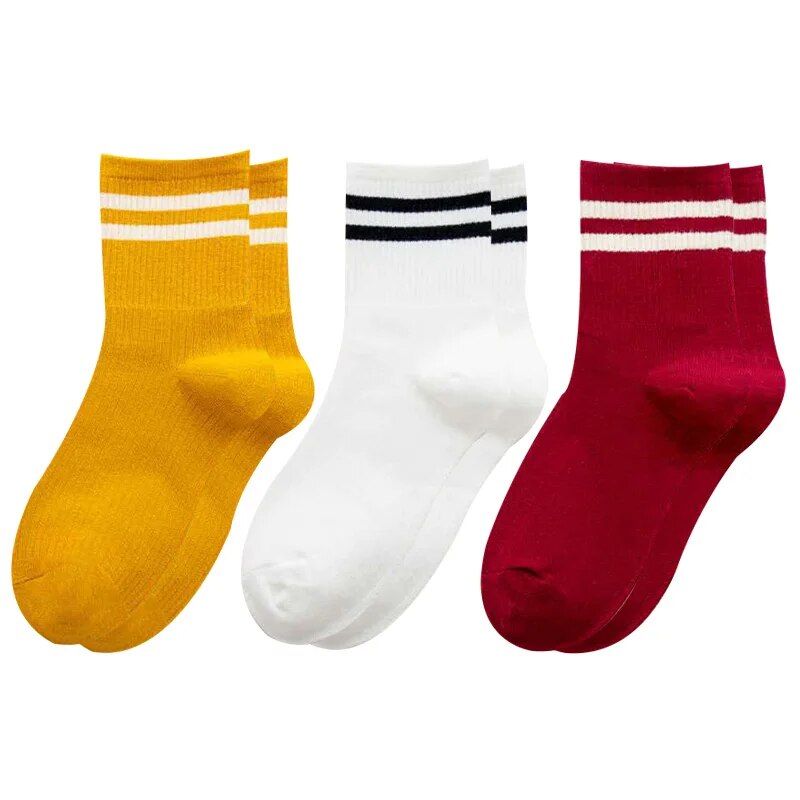MERCURY 3 pár csíkos, hétköznapi, 3 pár, normál vastagságú, pamut, lélegző, vicces, unisex, utcai divatos, középhosszú csőzokni_voghion.com