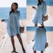 Women's Lightweight Chambray Shirt Cover-Up – Beach Dress, Swimwear Wrap, Sun Protection Top, Casual Loose Fit Tunic_voghion.com