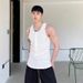 Summer personalized niche tight elastic vest for men, trendy solid color buckle design, sleeveless camisole_voghion.com