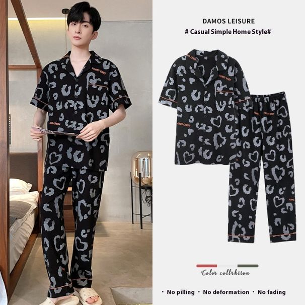 Pižama spomladi in jeseni 100% bombažne rokave dolge hlače tanke, debele, plus size moške vrhunske domače oblačila_voghion.com