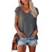 Vêtements pour femmes, gilet à manches courtes, col en V, couleur unie, décontracté, ample, manches courtes, été_voghion.com
