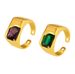 Square Sugar Exaggerated Green Zircon Ring Finger Ring Female Stainless Steel Ins Temperament Open Ring_voghion.com