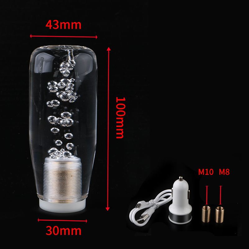 JDM Racing Style 10/15/20/25cm Akryl Krystal Boble RGB LED Knopper Lever Transparent Gearskifteknap Håndtag_voghion.com