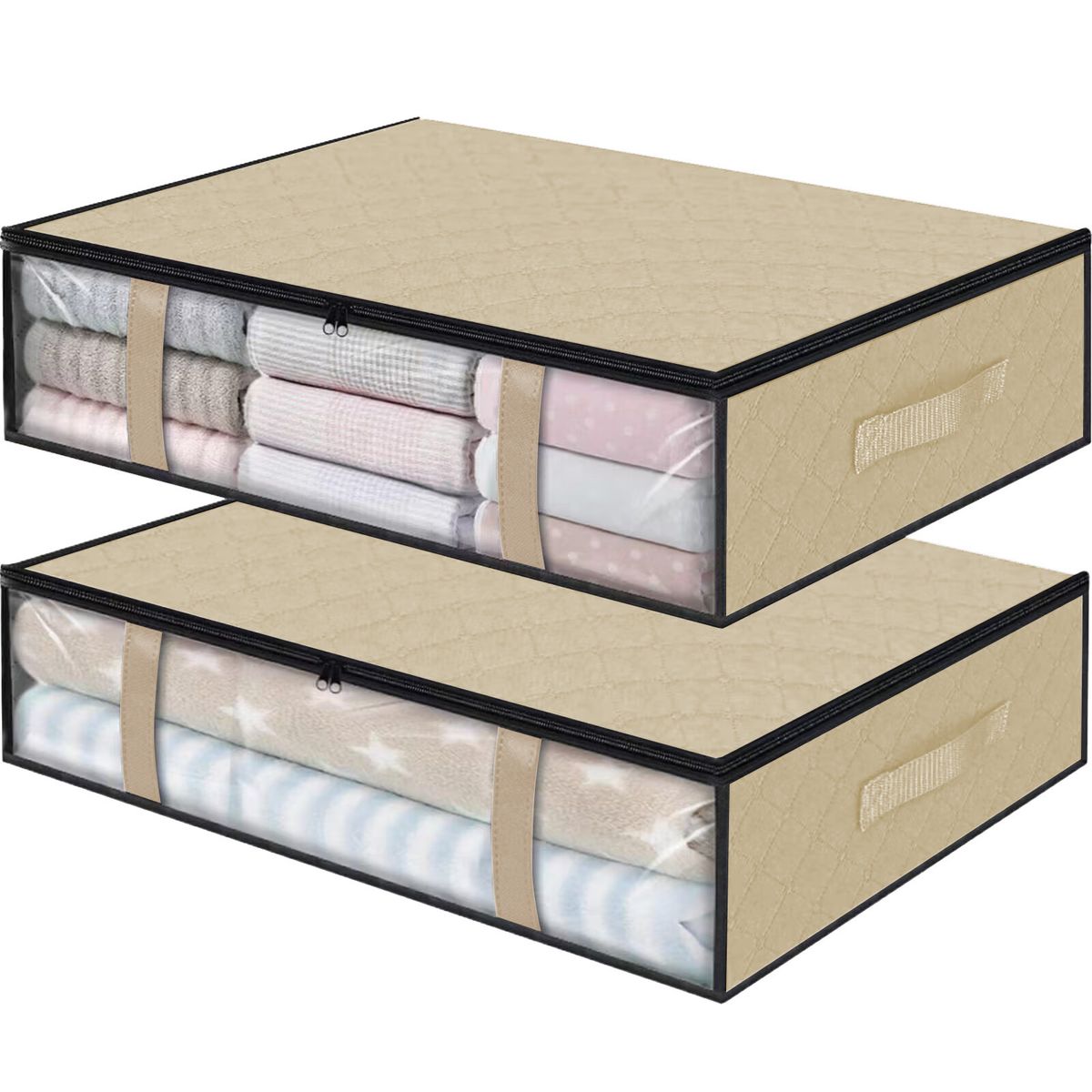 Under-Bed Storage Drawers - Clear Flat Organizer Box (Low-Profile Space-Saving Easy Slide Design Durable Plastic)_voghion.com