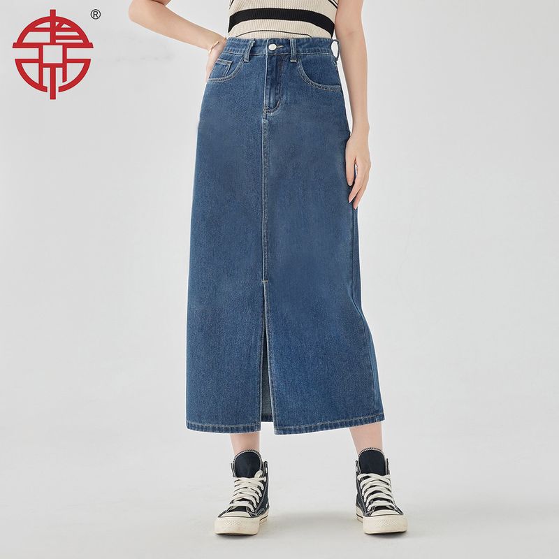 ins stil populær denim nederdel lille duft kinesisk stil slankende pendling_voghion.com