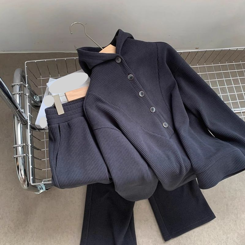 Women's Clothing Spring And Autumn Loose Sweatshirt Women's Sweatpants High End Suit Slimming And Meat Covering Two Piece Suit_voghion.com