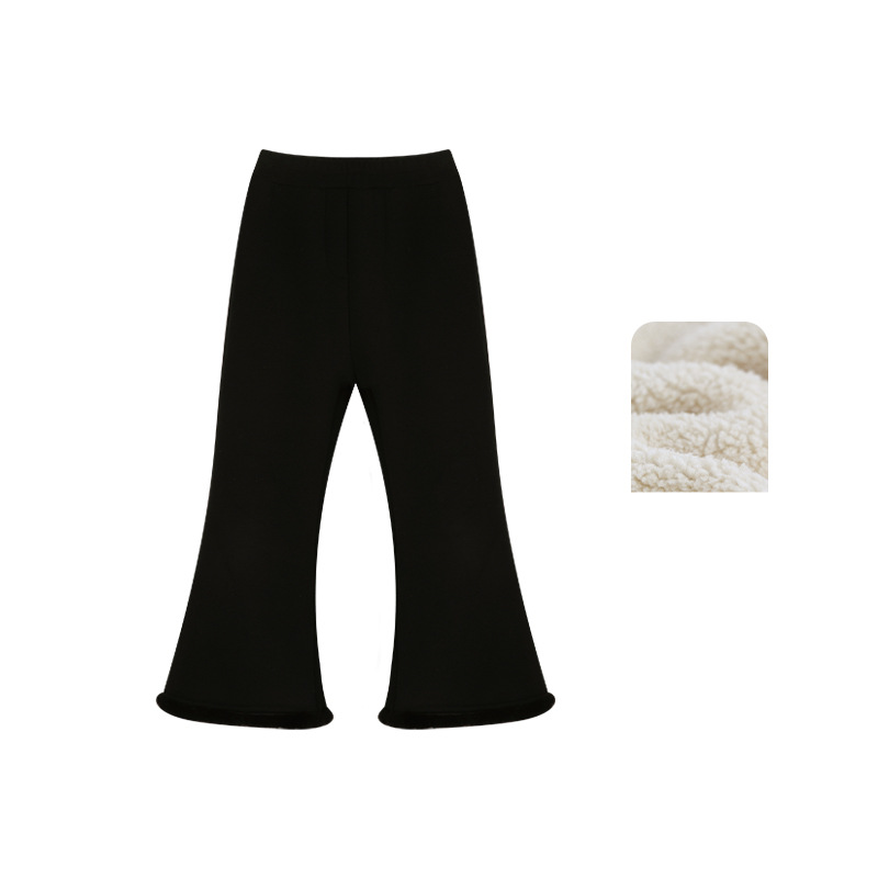 Kids’ Clothing girls bell bottom pants children's winter new style simple plus velvet thick warm casual pants_voghion.com