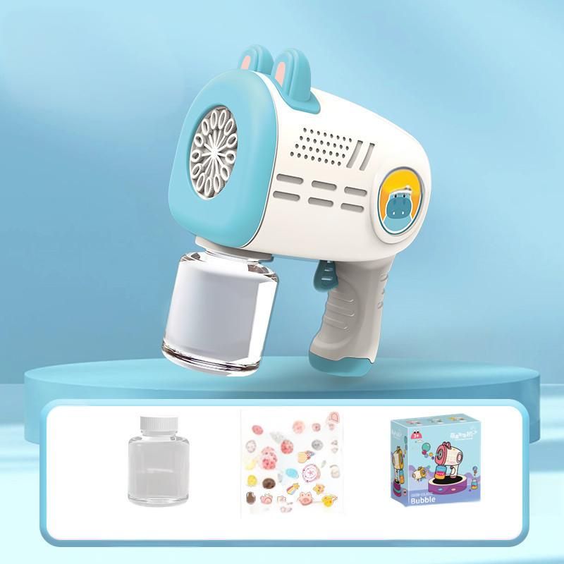 Cartoon Gatling Seifenblasenmaschine - Automatischer elektrischer Seifenblasenblaster mit LED-Leuchten, 500+ Seifenblasen/Min., Outdoor-Spielzeug für Kindergeburtstage und zum Spielen im Park_voghion.com