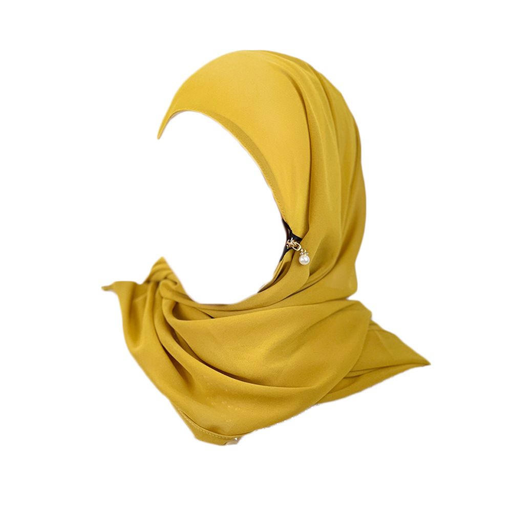 Sciarpa in chiffon multicolore con cerniera e perle, tinta unita, hijab da donna, sciarpa lunga da donna in garza, medio oriente_voghion.com