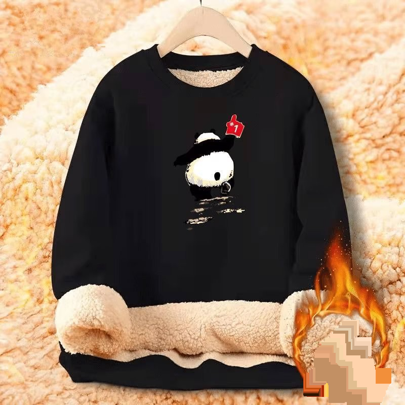 Women's Clothing Lambskin warm sweater men's winter plus velvet thick round neck top fashion all match large size men's clothing trend_voghion.com