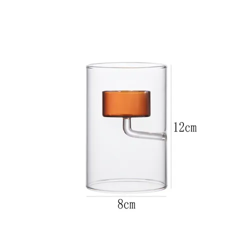 Hurricane Glass Candle Holder - Brown Windproof Cylinder Candle Stand For Romantic Dinner, Home Decor & Gift_voghion.com