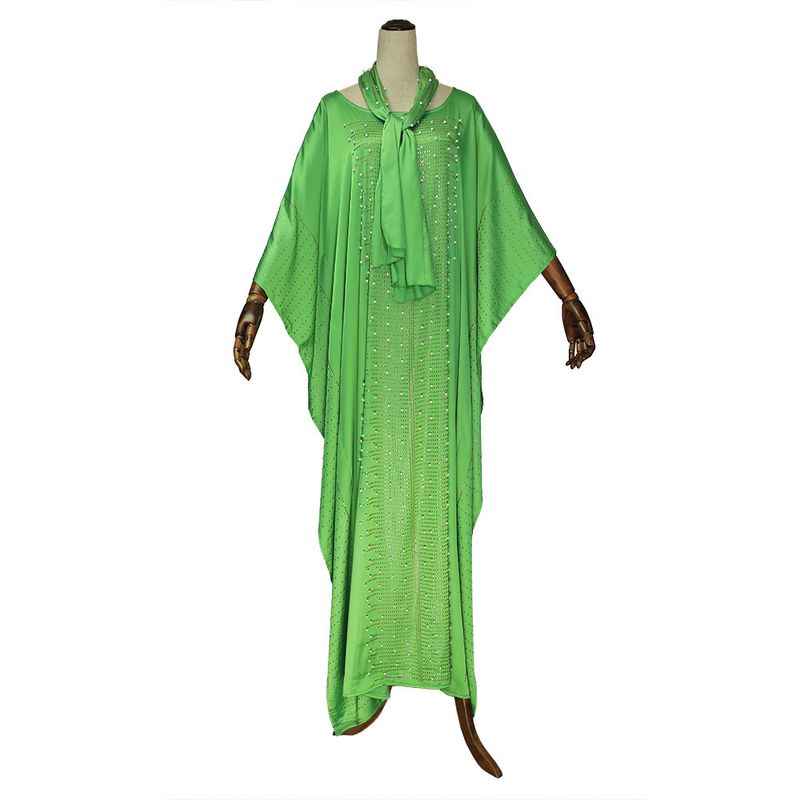 Women's clothing heavy industry hot diamond beading round neck bat sleeves Middle Eastern robe dress_voghion.com