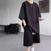 Short Sleeve Casual Sports For Men, Thin Summer Outfit, Loose Fit, Five-Point Shorts Two-Piece Set, Waffle Texture Suit_voghion.com