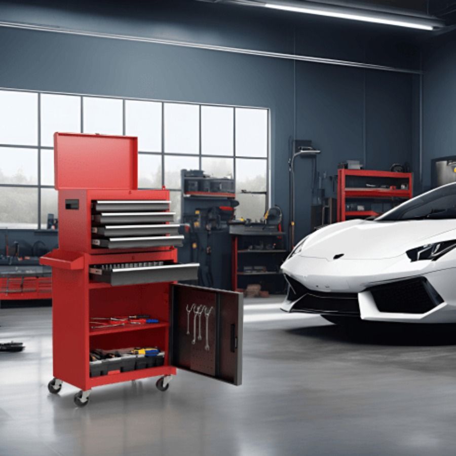 Cassettiera portautensili con serratura, universale, a 5 cassetti, con ruote, regolabile, con parte superiore staccabile, per utensili_voghion.com