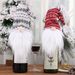 Haube New Christmas Decoration Knitted Hat Forest Old Man Wine Set Faceless Doll Wine Cover Wine Bottle Decoration_voghion.com