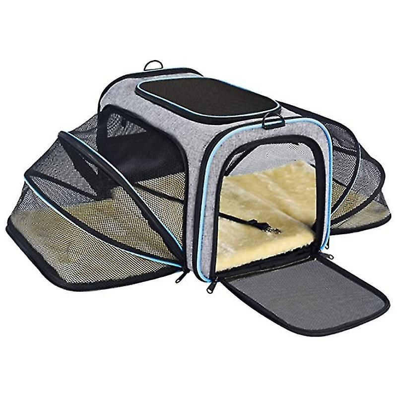 Expandable Pet Dog Cat Carrier Tote Soft Crate Airline Approved Kennel Car Vehicle Travel Two Side Expasion Easy Carry Luggage_voghion.com