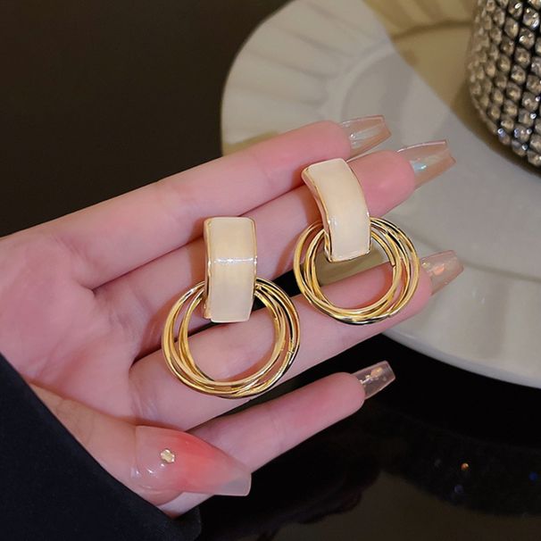 Boucles d'oreilles, cercles géométriques, boucles d'oreilles en pierre œil de chat, tempérament à la mode et tendance, boucles d'oreilles pour femmes, boucles d'oreilles et pendentifs_voghion.com