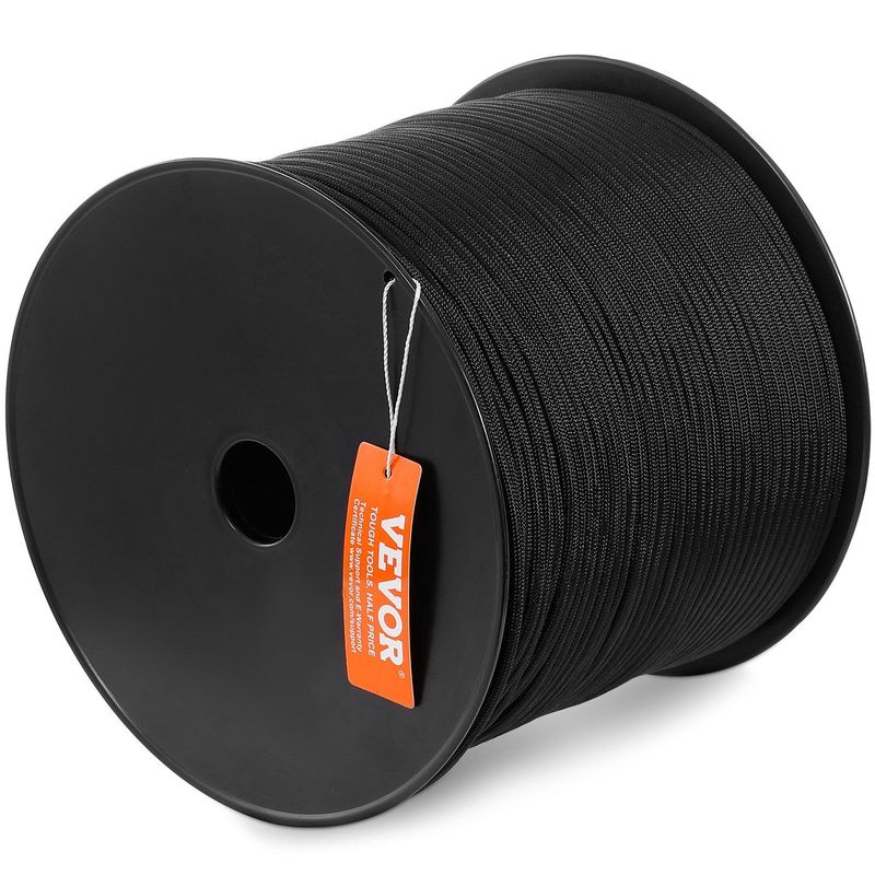 VEVOR Braided Nylon Rope, 3/16 In X 1000 Ft, 32 Strands, 720 LBS Breaking Strength Outdoor Climbing Rope, Arborist Tree Climbing Rigging Rope For Rock Hiking Camping Swing Rappelling Rescue, Black_voghion.com